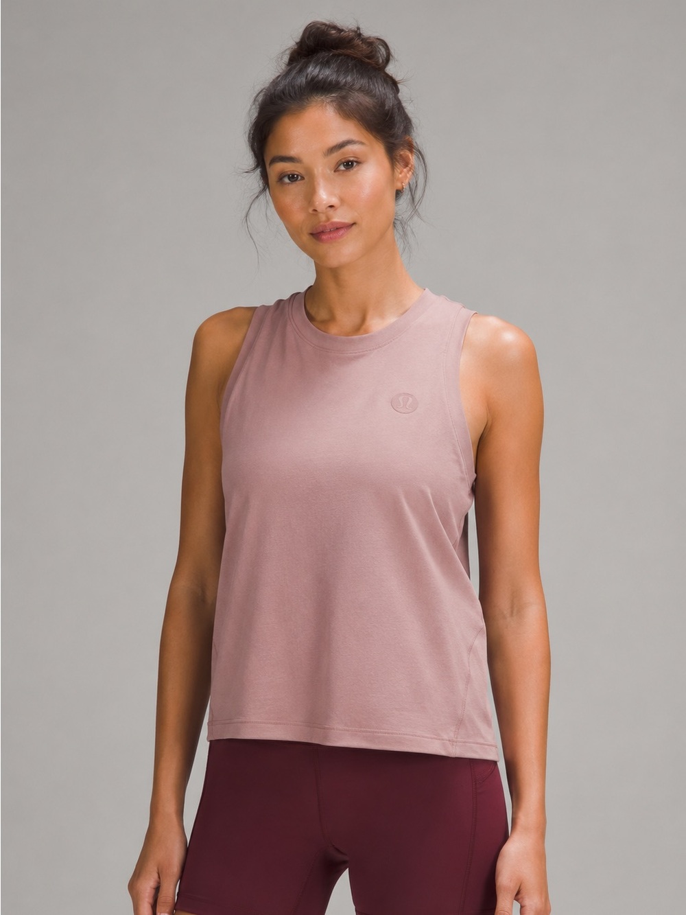 Lululemon Cotton-Blend Logo Training Tank Top Twilight Rose Size 8